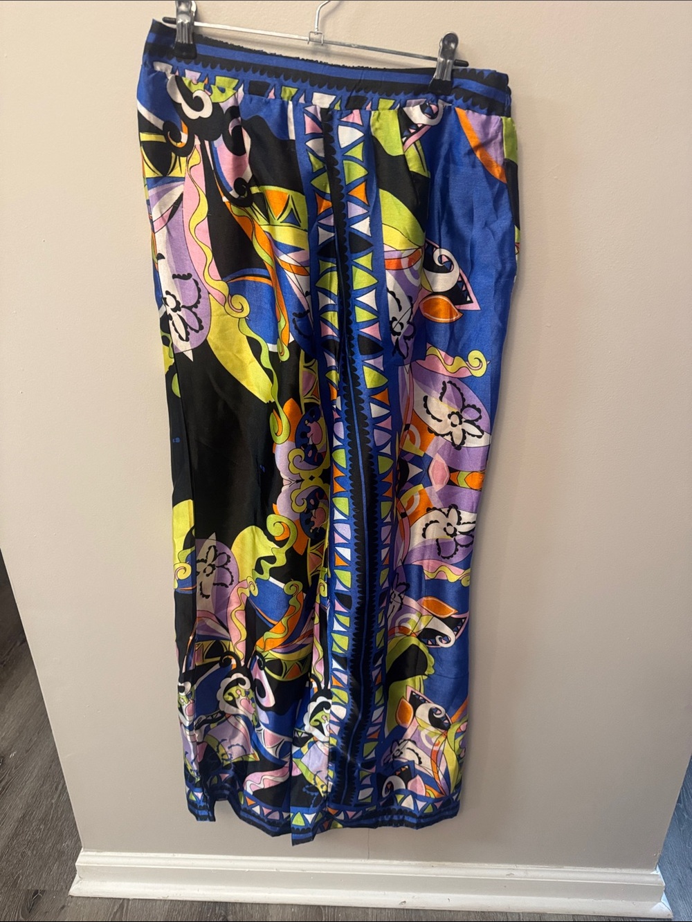 Truth NYC Multicolor Wide Leg Pants — Blue, Black, Yellow, Purple